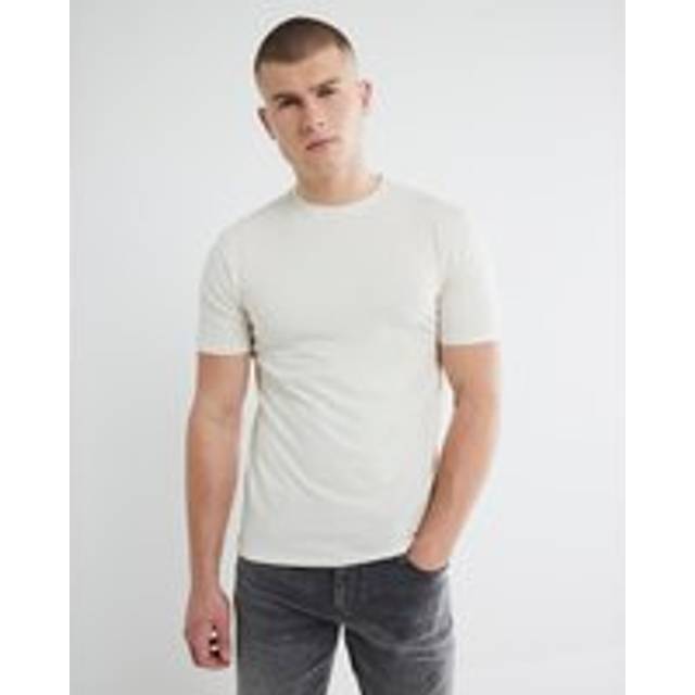 Mens River Island Beige Plain Muscle Fit T-Shirt