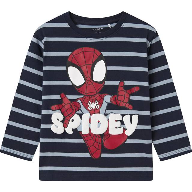 NAME IT Kids' Cotton Spiderman T-Shirt, Navy Blazer