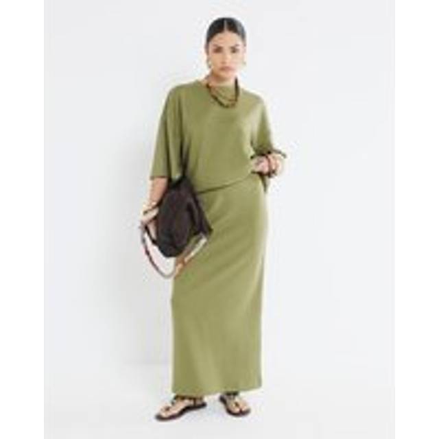 River Island Womens Petite Khaki Maxi Skirt - L