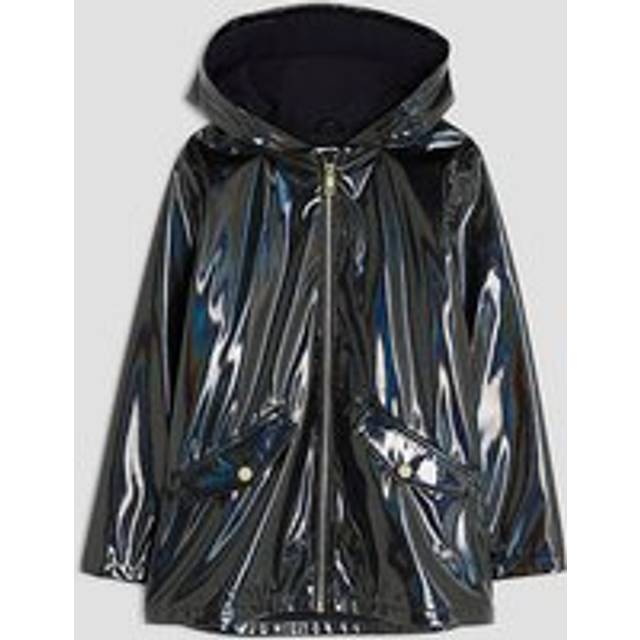 River Island Girls Black Glitter Hooded Raincoat - 9-10 Yrs
