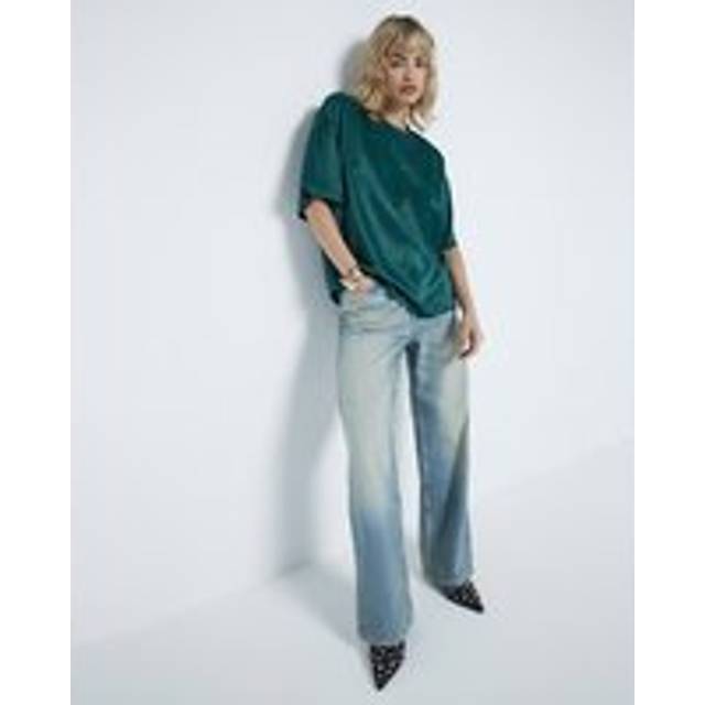 River Island Womens Green Satin Oversized T-Shirt - 6