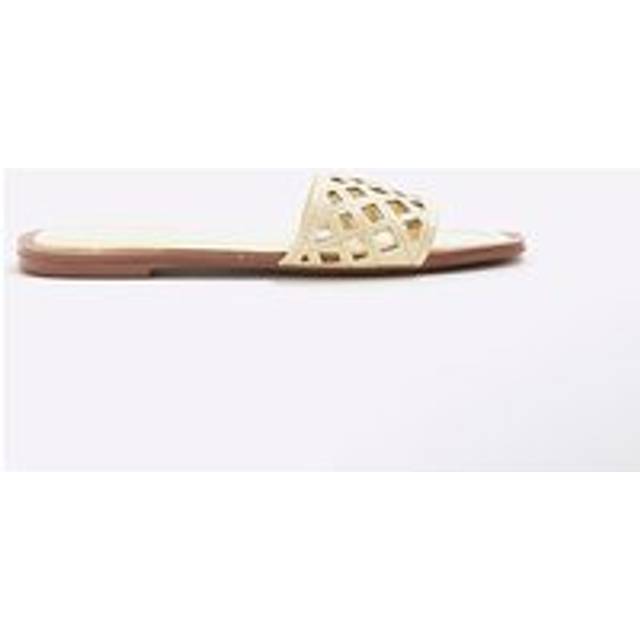 River Island Womens Yellow Wide Fit Laser Cut Mule Sandals - 2 Wide Fit
