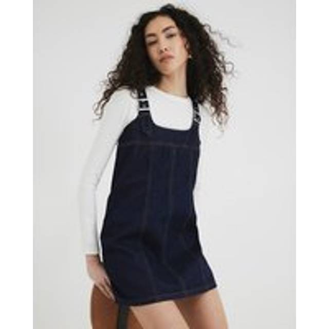 River Island Womens Blue Denim Buckled Pinafore Mini Dress - 18