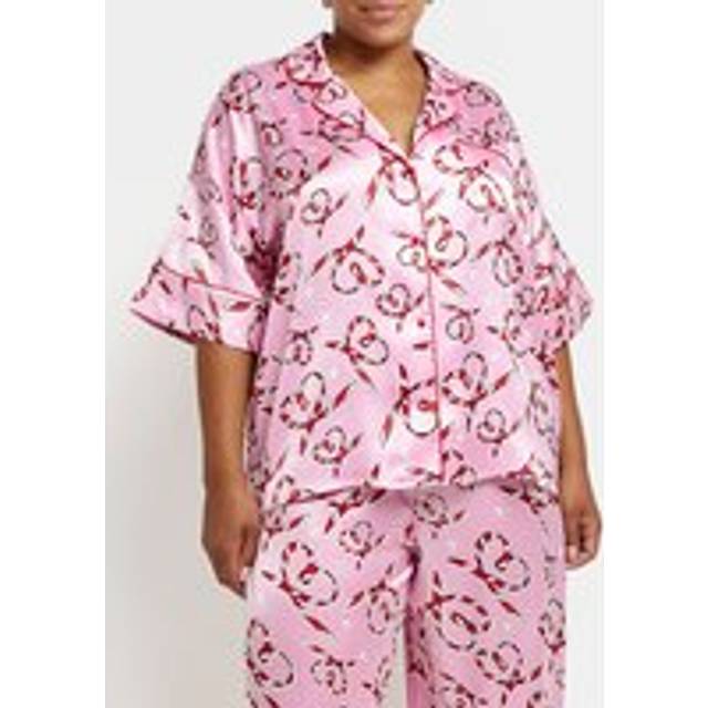River Island Womens Plus Pink Satin Pyjama Top - 18