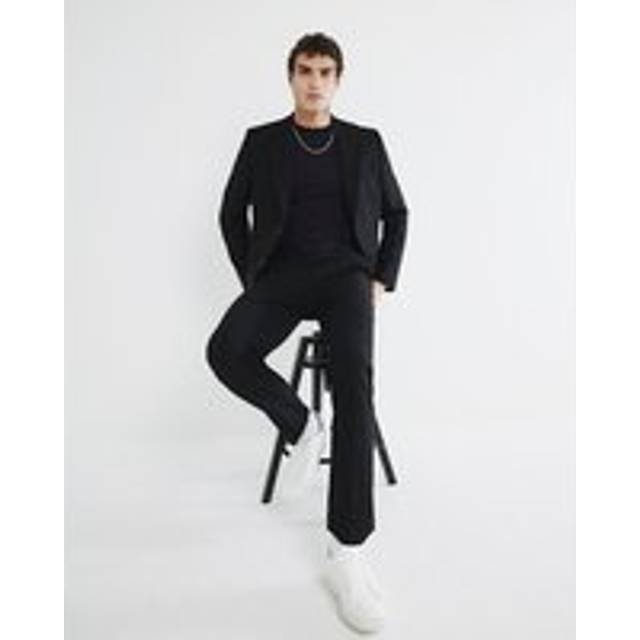 Mens River Island Black Stretch Skinny Fit Suit Trousers - 40S