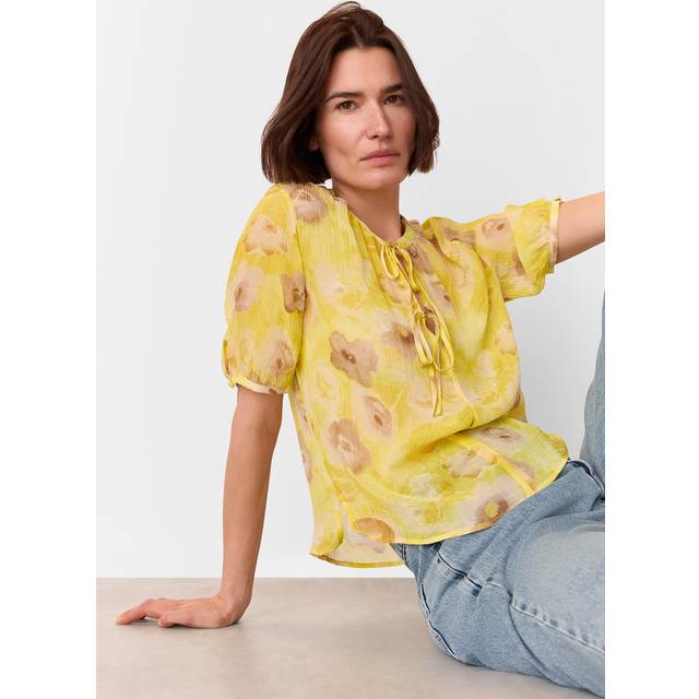 Whistles Sunshine Short Sleeve Floral Blouse, Yellow/Multi