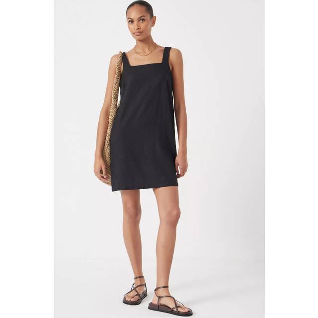 HUSH Denim Square Neck Mini Dress, Washed Black