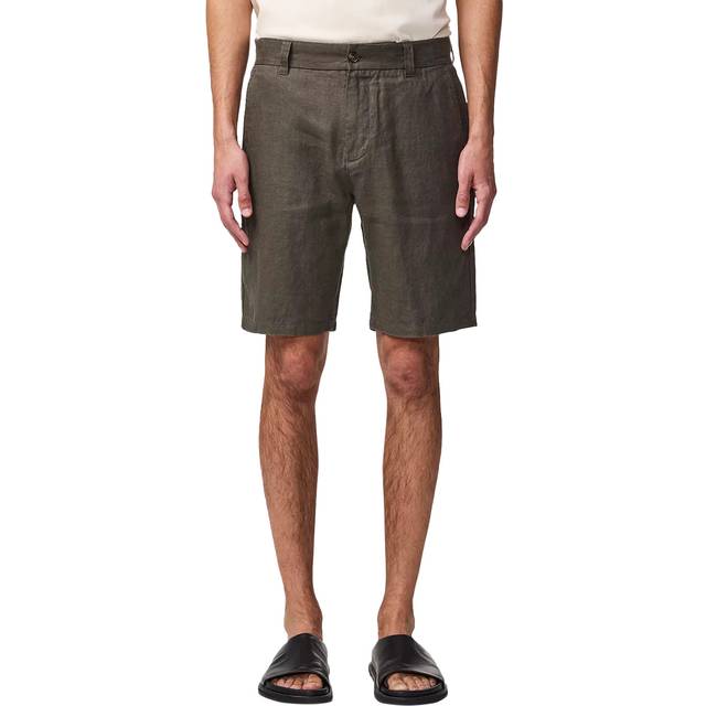 NN.07 Crown Straight-Fit Linen Chino Shorts, Croc Green