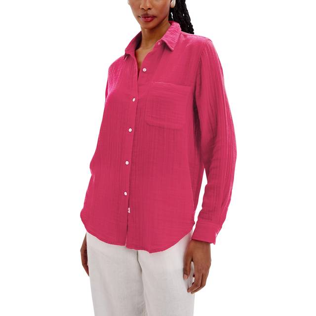 Rails Elsa Cotton Ultra-Relaxed Fit Shirt, Raspberry