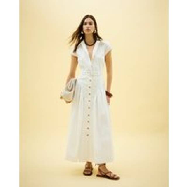 River Island Womens White Short Sleeve Belted Midi Shirt Dress - 8