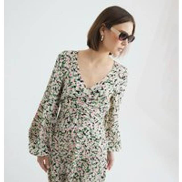 River Island Womens Green Long Sleeve Floral Midi Dress - 14