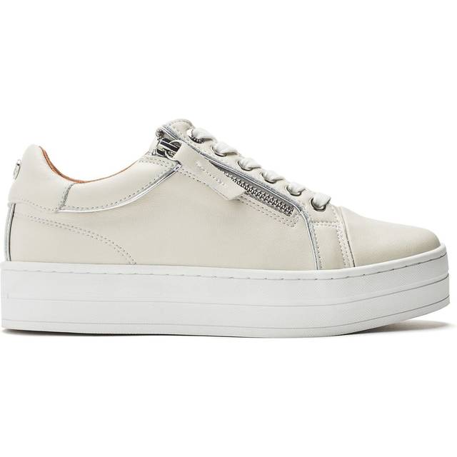 Moda in Pelle Barlli Leather Chunky Zip Trainers, Off White