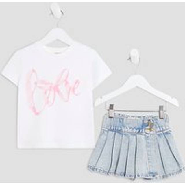 River Island Mini Girls White Denim Skort Set - 2-3 Yrs