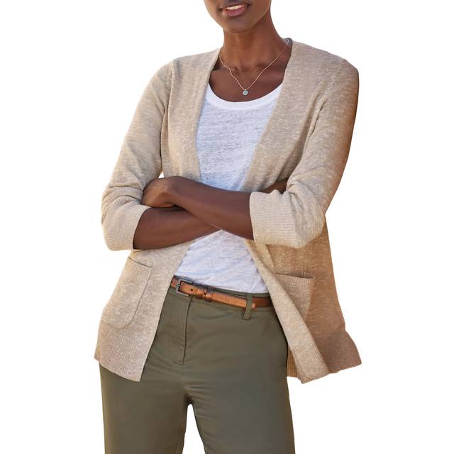 Pure Collection Edge to Edge Linen Blend Sparkle Cardigan, Gold