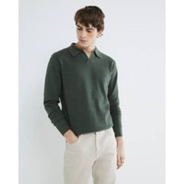 Mens River Island Green Slim Textured Open Neck Polo Shirt