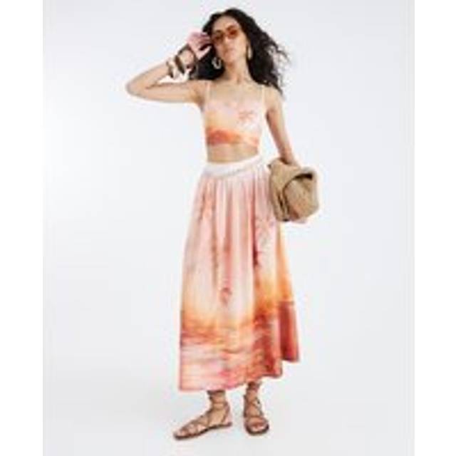 River Island Womens Cream Beach Maxi Skirt - L