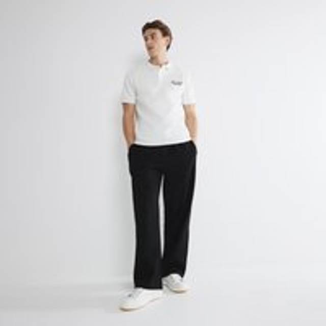 Mens River Island Black Wide Leg Pique Joggers - S