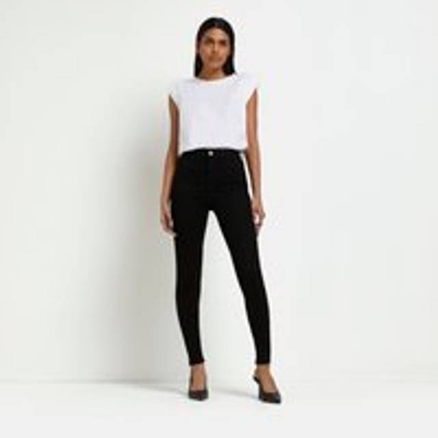 River Island Womens Black High Waisted Skinny Jeans - 16S