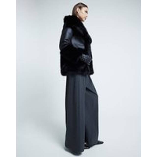 River Island Womens Black Buckle Faux Fur Trim Aviator Jacket - 6