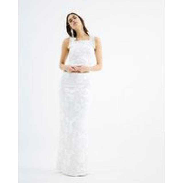 River Island Womens White Floral Mesh Flared Maxi Skirt