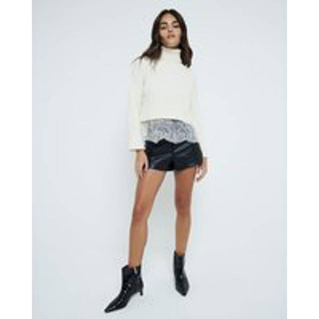 River Island Womens Cream Roll Neck Hybrid Lace Jumper