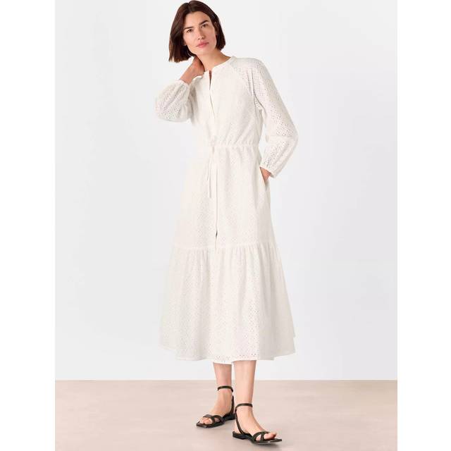 Whistles Petite Broderie Anglaise Midi Dress, White