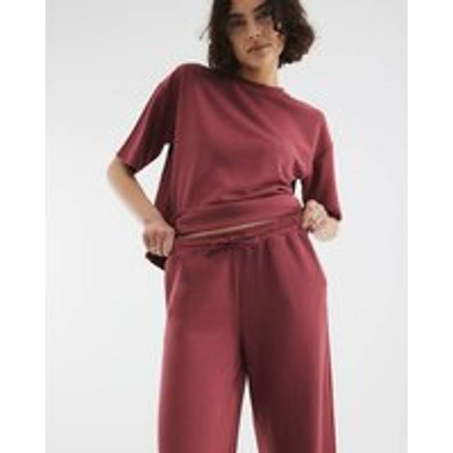 River Island Womens Red Premium High Waisted Wide Leg Joggers