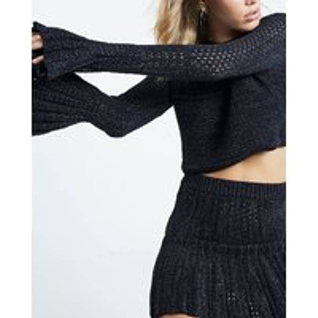 River Island Womens Black Crochet Metallic Mini Skirt