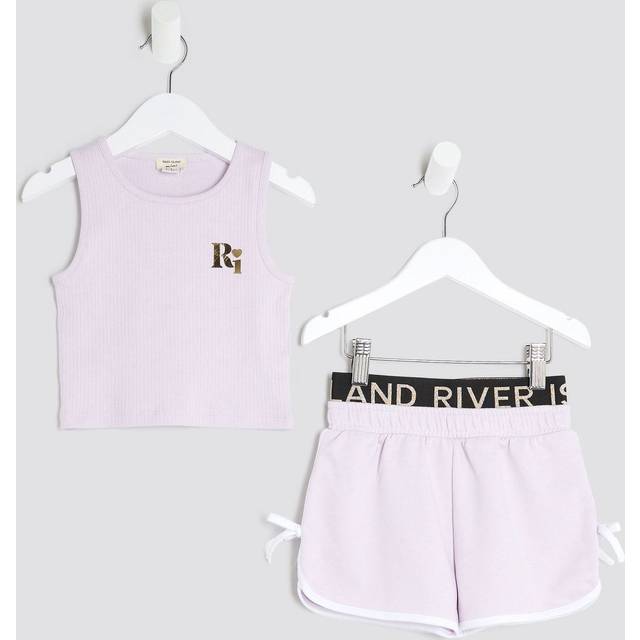 River Island Mini Girls Purple Ri Runner Shorts Set - 4-5 Yrs