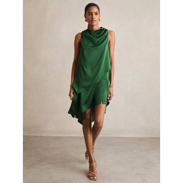 Eloise Draped Layered Dress - Green - Beginning with men's tailoring in 1970's London, Reiss' design philosophy has endured for over five decades, maintaining the distinctive tailoring, sharp cuts, and contemporary prints it has become famous for to create investment pieces destined to stay in your wardrobe for seasons to come.