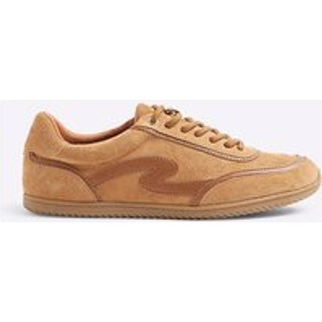 River Island Womens Brown Suede Slim Sole Lace Up Trainers - 3