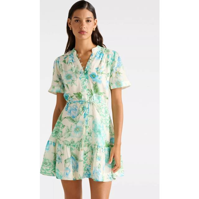 Forever New Jodie Floral Skater Mini Dress, Green