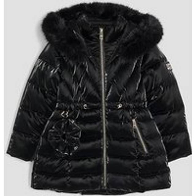 River Island Girls Black High Shine Padded Coat Set - 5-6 Yrs