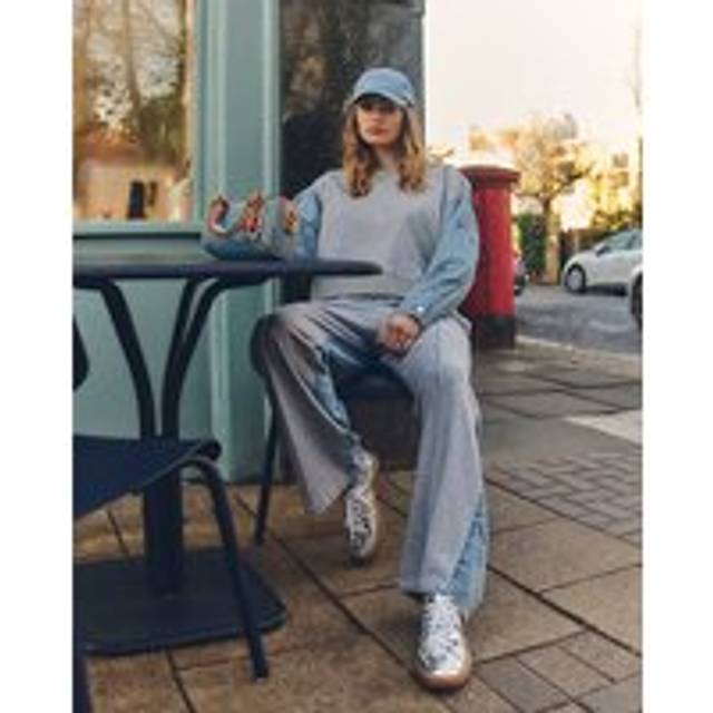River Island Womens Grey Denim Hybrid Wide Leg Joggers - M