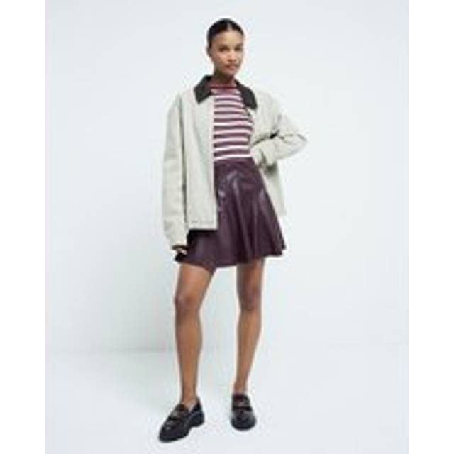 River Island Womens Red Faux Leather Flared Mini Skirt - 6