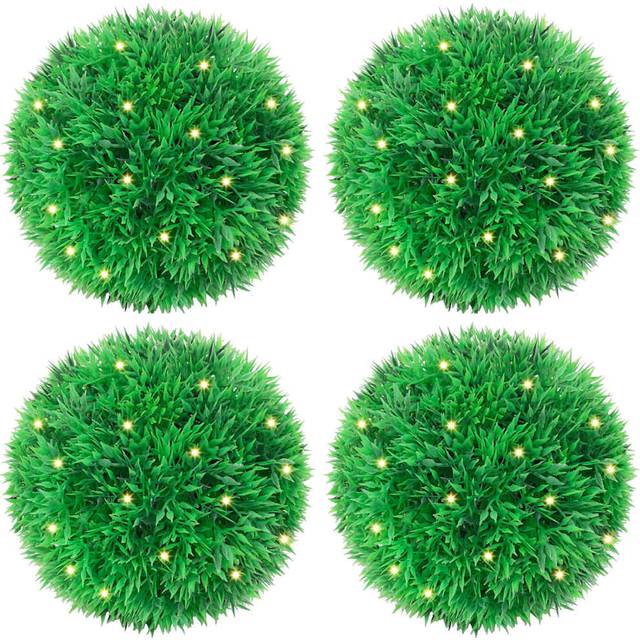 vidaXL Artificial Boxwood Balls with LED Lights 4 pcs Green 12 cm