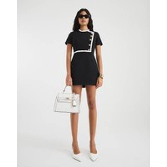 River Island Womens Black Contrast Tipped Mini Shift Dress - 14