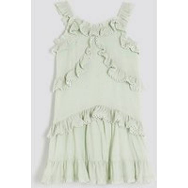 River Island Girls Green Tiered Lace Trim Frill Dress - 10 Yrs