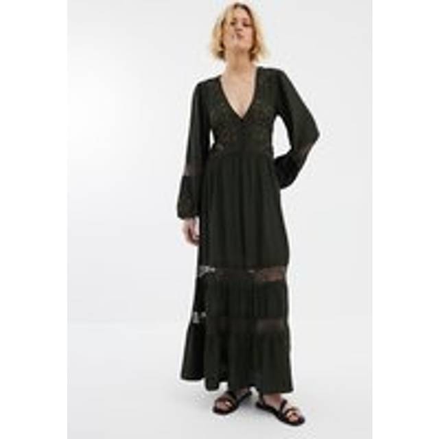 River Island Womens Khaki Premium Lace Insert Maxi Dress - 6