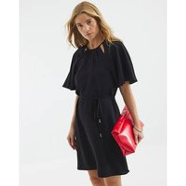 River Island Womens Black Angel Sleeve Belted Mini Dress - 12