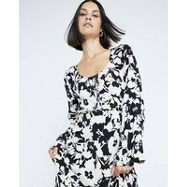 River Island Womens Black Floral Long Sleeve Midi Dress - 12