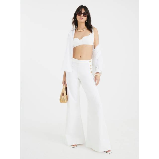 River Island Womens White Palazzo Button Detail Jeans - 10S