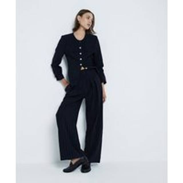 River Island Womens Navy Pinstripe Wide Leg Trousers - 10