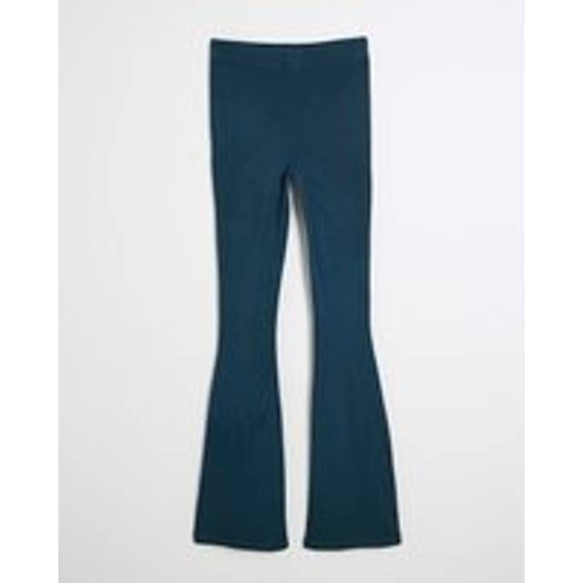 River Island Womens Green High Waisted Ribbed Flared Leggings - 10