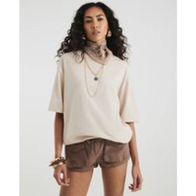 River Island Womens Beige Short Sleeve Boyfriend T-Shirt - L