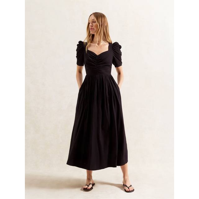 Ro&Zo Petite Sweetheart Neckline Midi Dress, Black