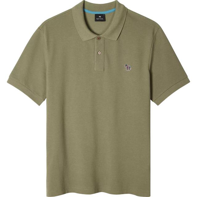 Paul Smith Mens Light Greyish Green Regular Fit Zebra Polo Shirt - X-Large