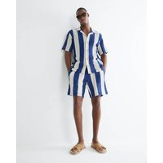 Mens River Island Blue Regular Fit Stripe Crochet Shorts