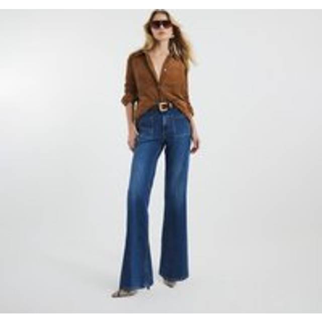 River Island Womens Blue Denim High Rise Relaxed Flare Jeans - 16L