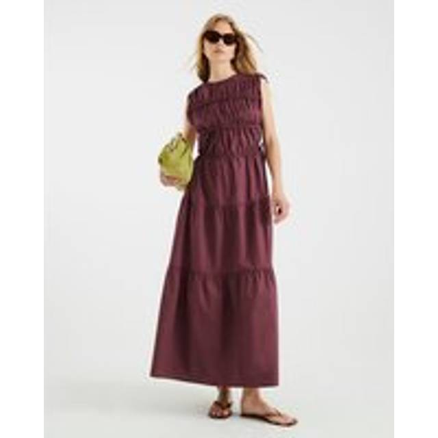 River Island Womens Purple Drawstring Tiered Maxi Dress - 16
